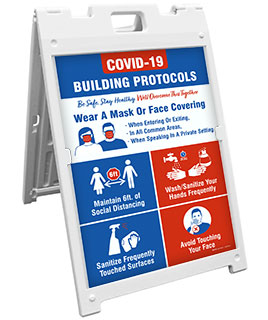 COVID-19 Building Protocols Sandwich Board Sign