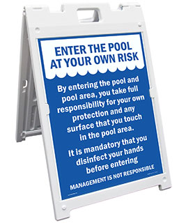 Entering Pool Risk Sandwich Board Sign