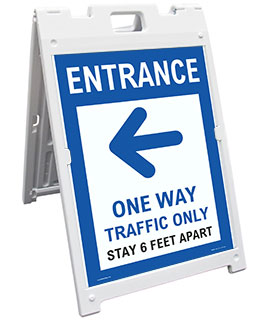 Entrance One Way Traffic Only Left Arrow Sandwich Board Sign