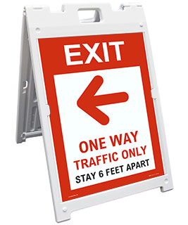 Exit One Way Traffic Only Left Arrow Sandwich Board Sign