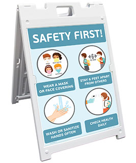Safety First! Wear a Mask Childrens Sandwich Board Sign